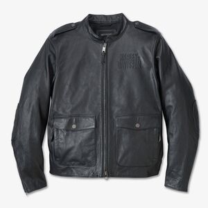 Harley-Davidson Charcoal Leather Bomber Jacket